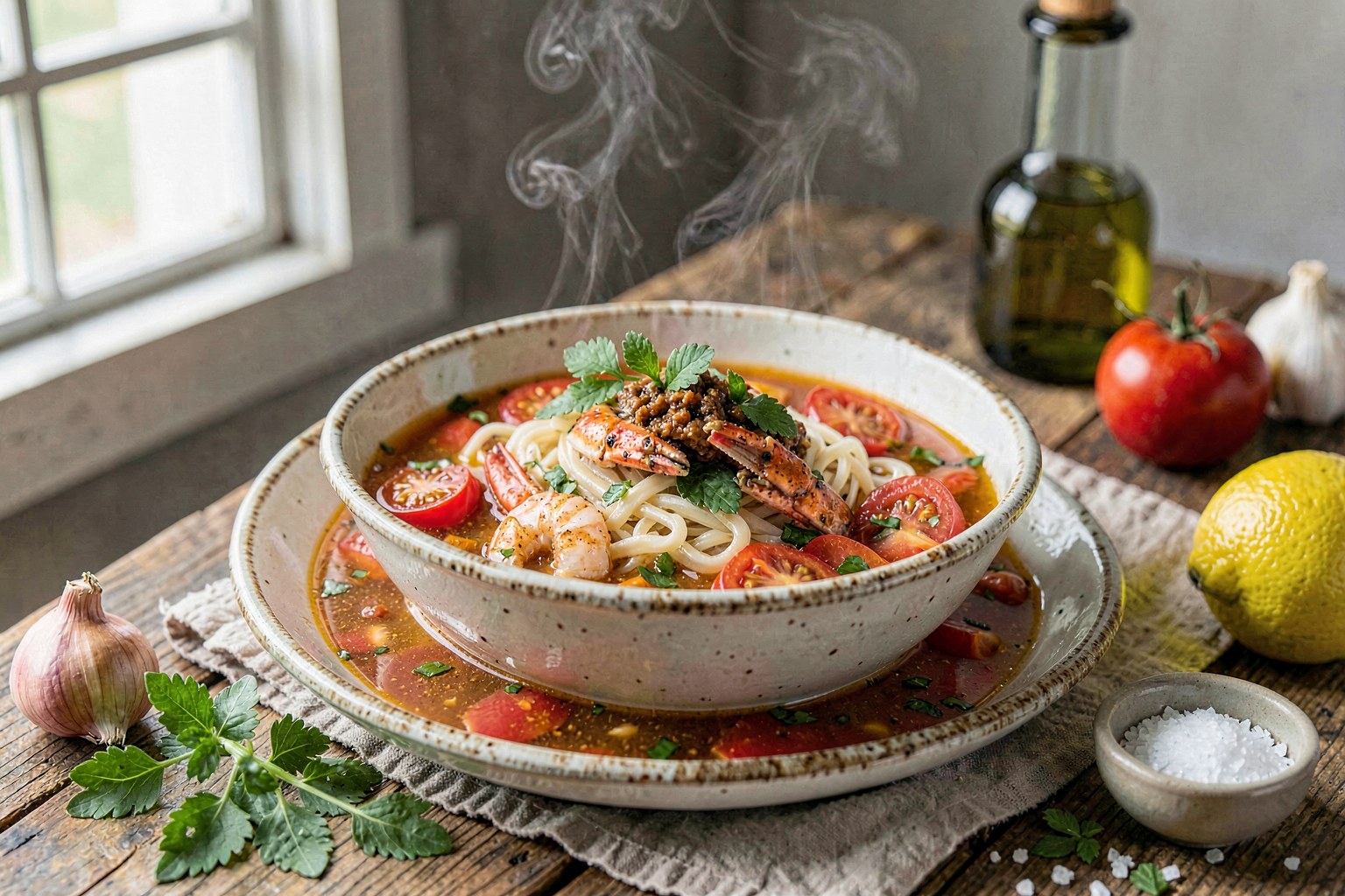 Tangy Crab & Tomato Rice Noodle Soup (Bún Riêu)