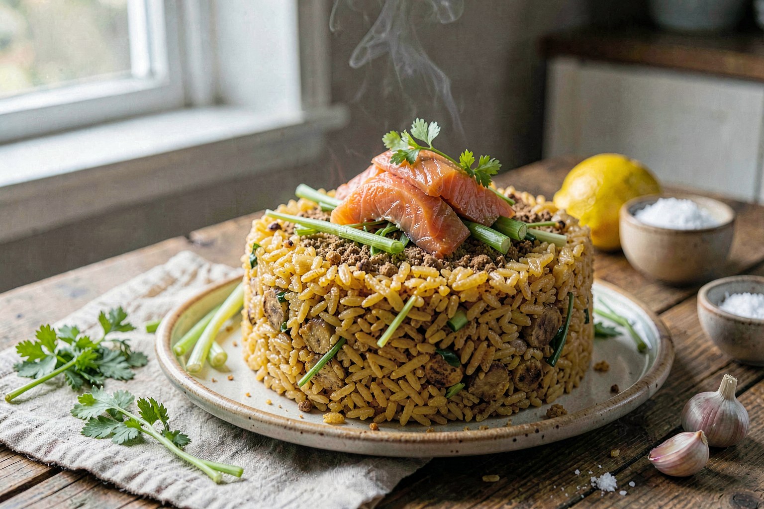 Golden Turmeric Bibingka with Lemongrass & Wild-Caught Salmon