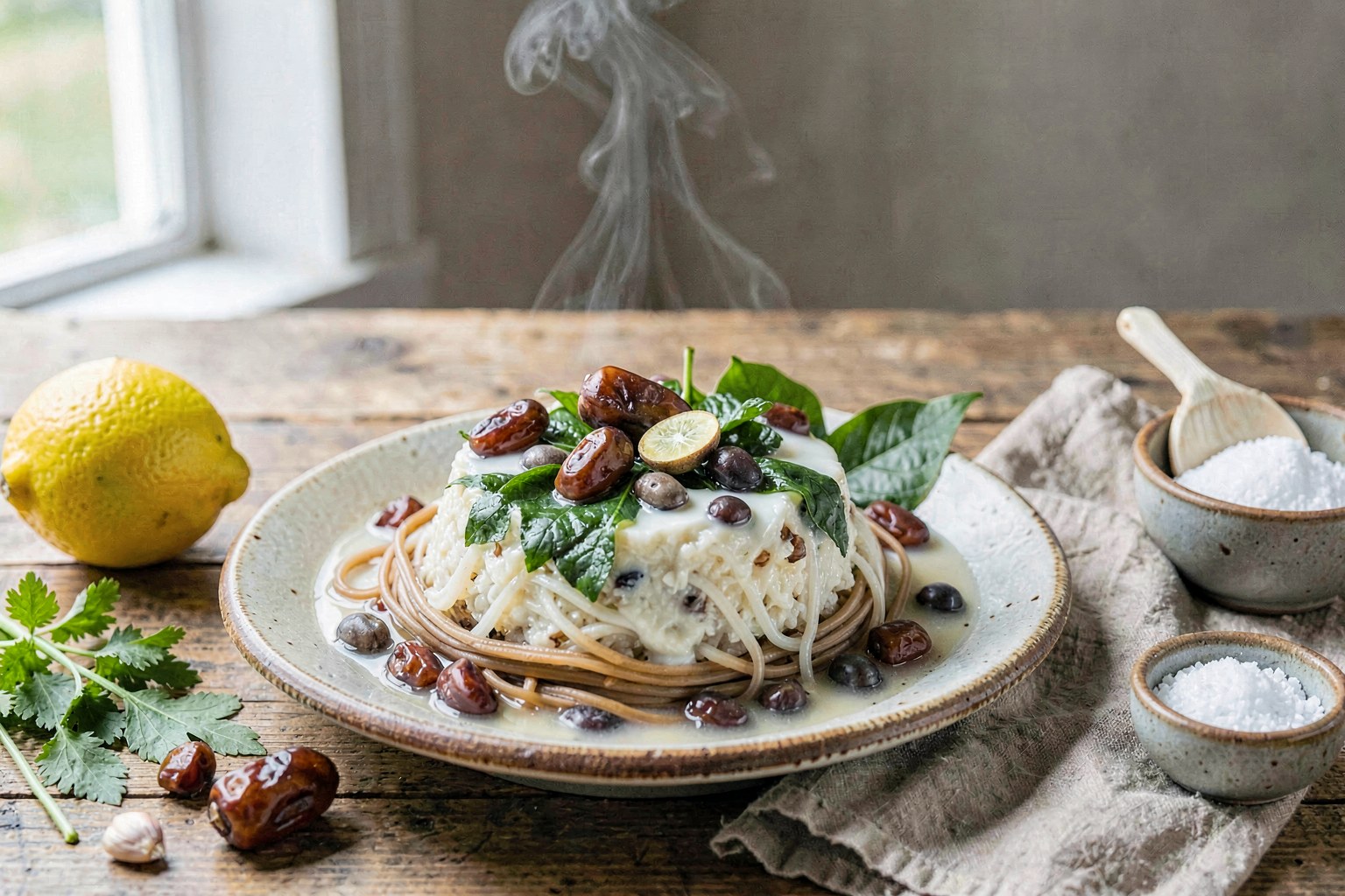 Chè Tơ: Herb-Broth Noodle Pudding with Pandan and Lotus Seeds