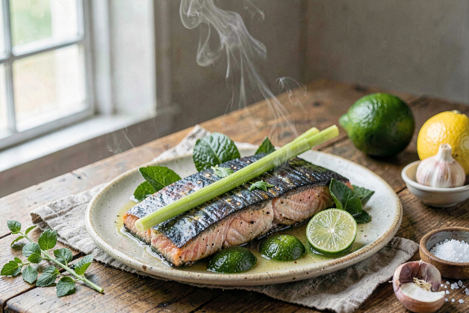 Cha Nam Khon: Wild-Caught Salmon with Lemongrass-Calamansi Infusion