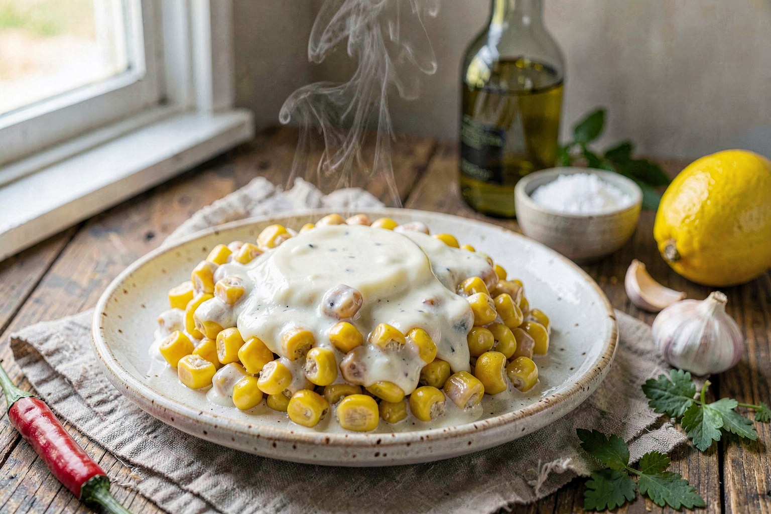 Andean Choclo con Queso with Chili-Infused Olive Oil