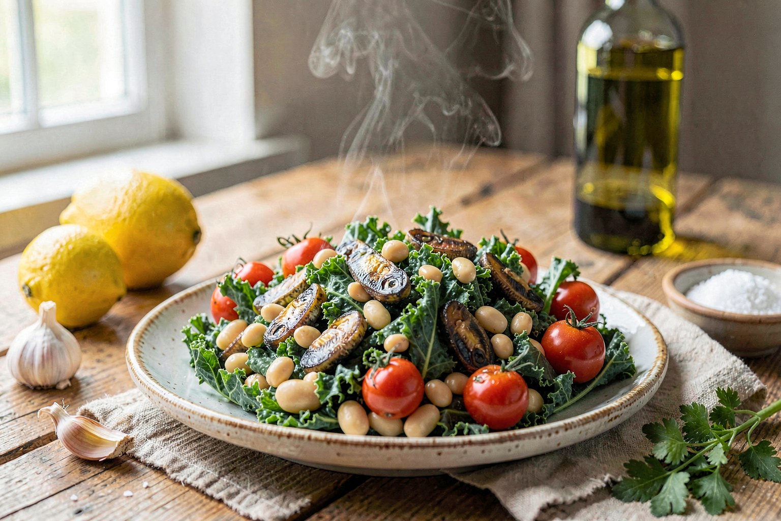 Cretan Kale and White Bean Salad with Wild-Caught Sardines