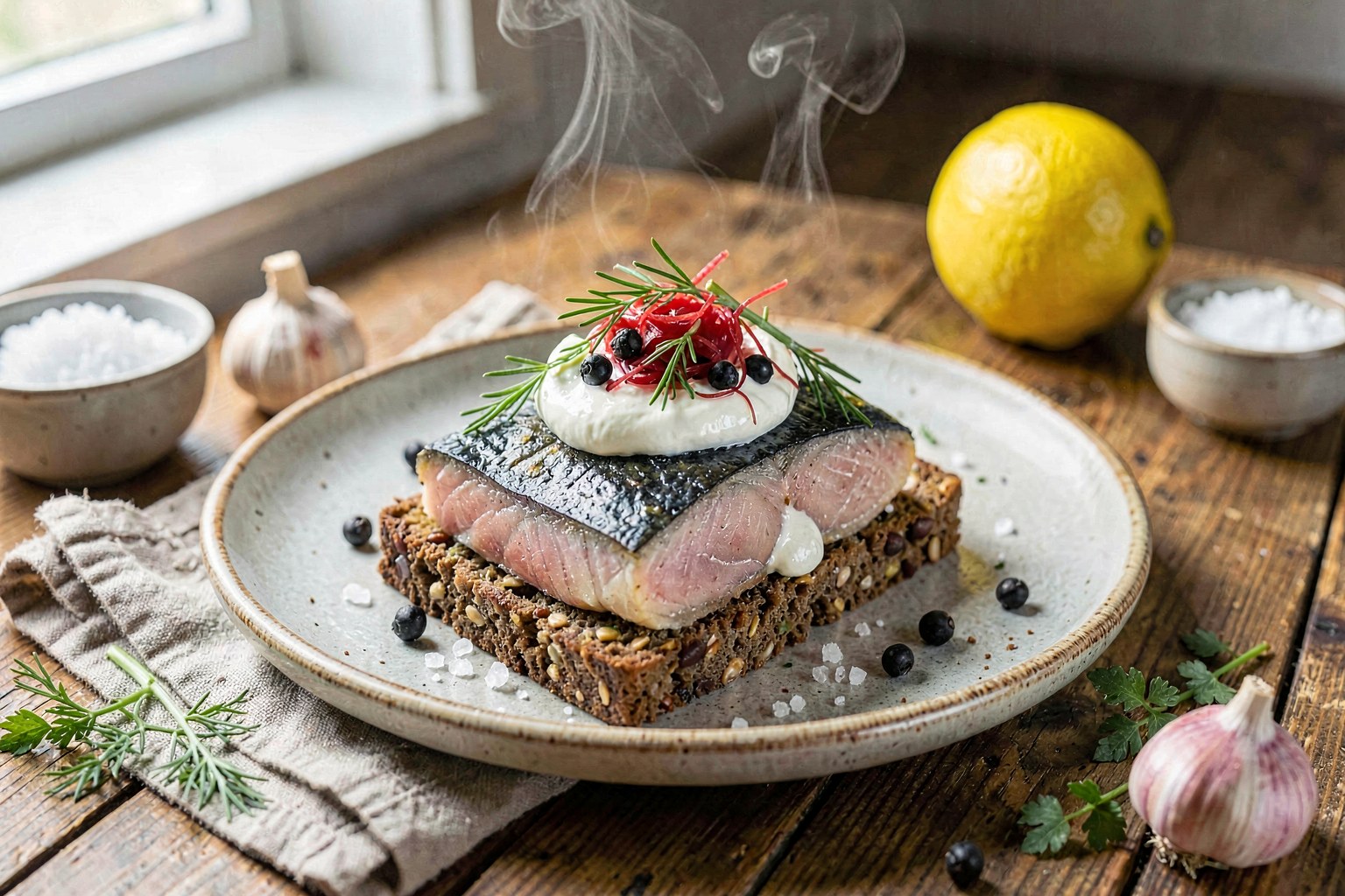 Dill-Cured Wild Arctic Char on Rye Crispbread (Nordic Clean Tradition)