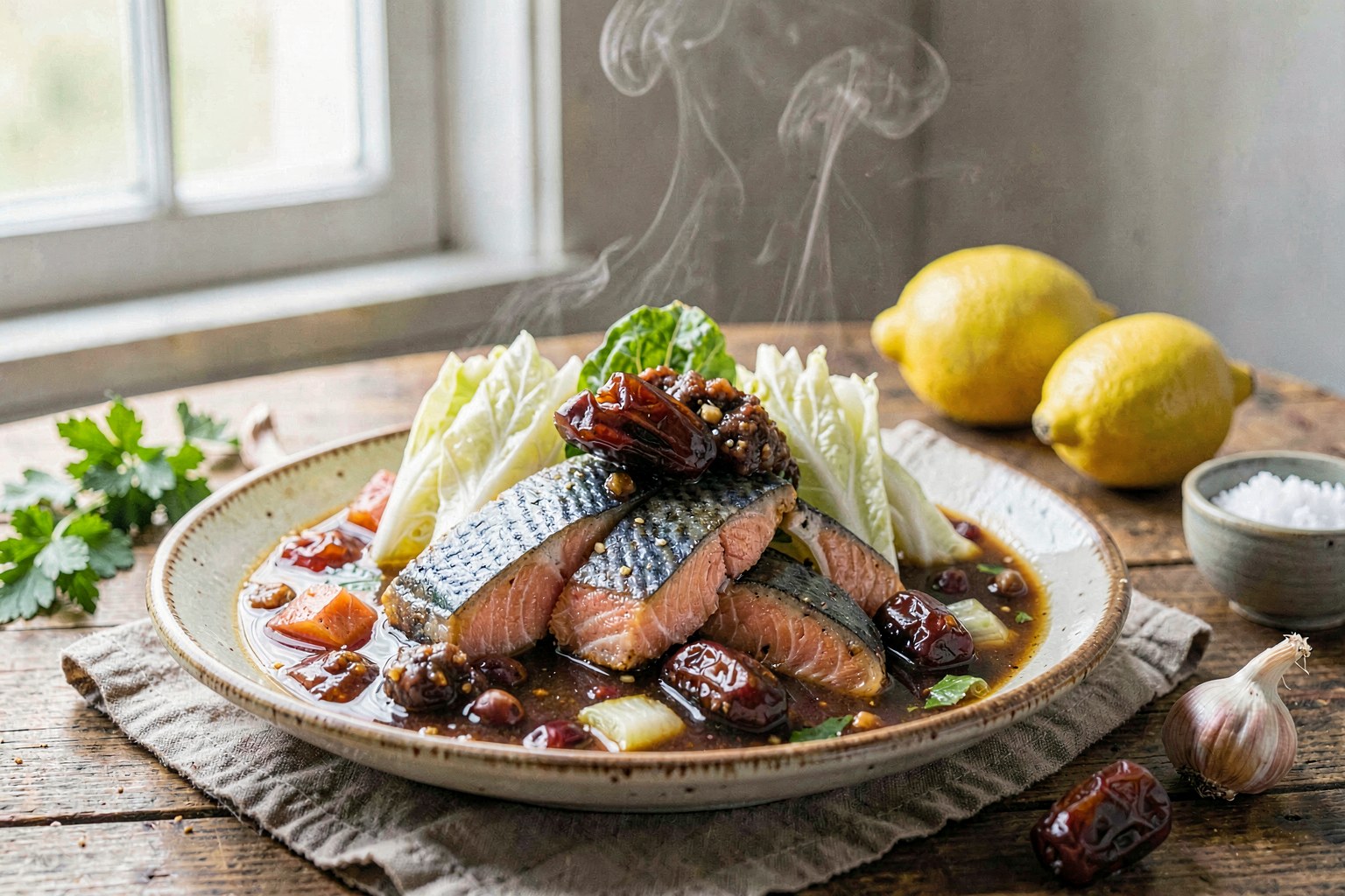 Gut-Healing Doenjang-Jorim with Wild-Caught Salmon & Crisp Cabbage