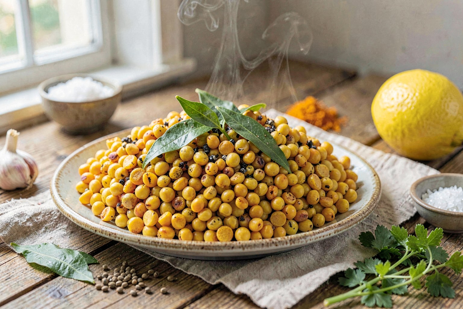 Dry Roasted Yellow Moong Dal with Mustard Oil & Curry Leaves