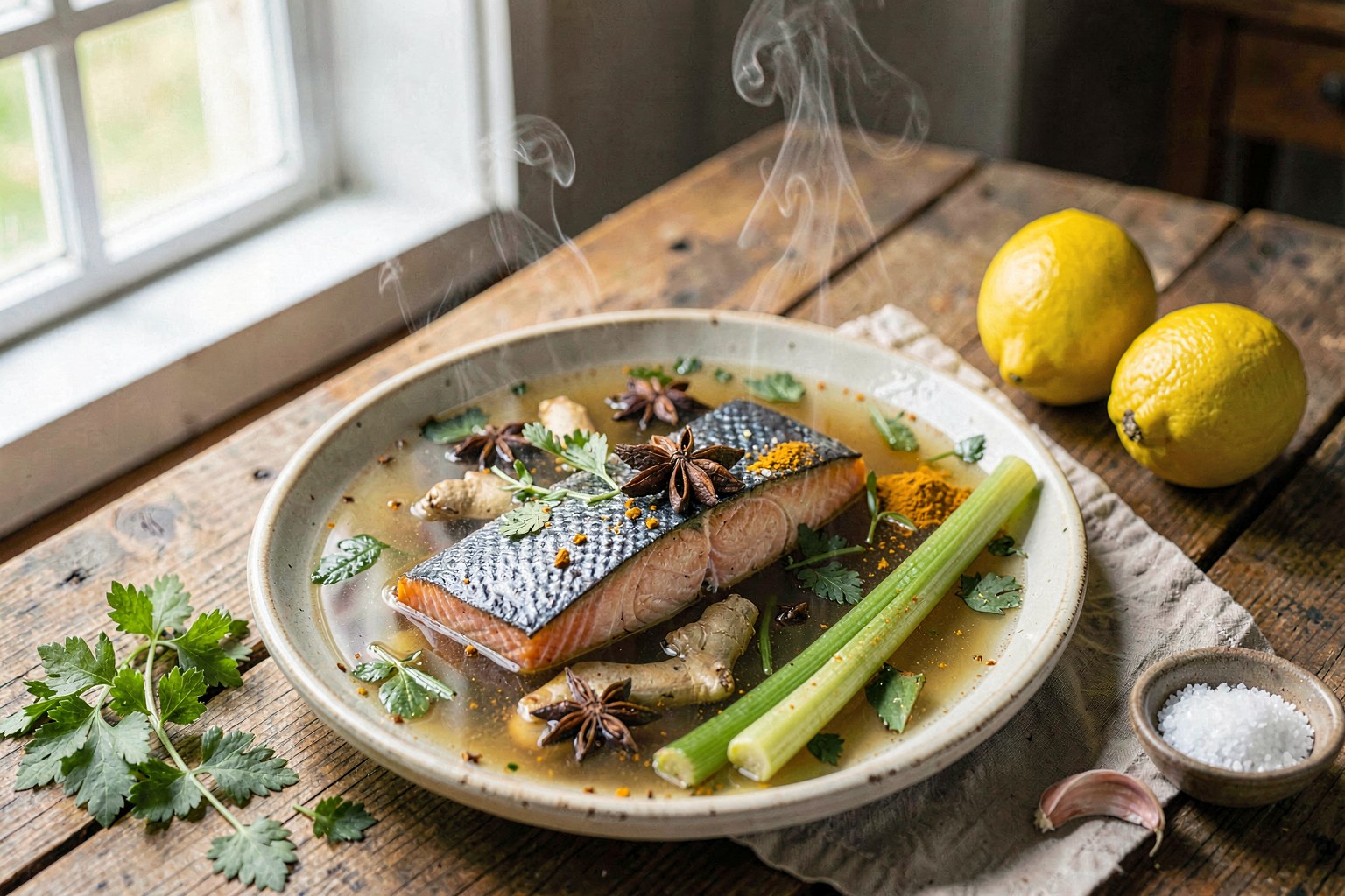 Dung Tien: Wild-Caught Salmon in Aromatic Herb Broth