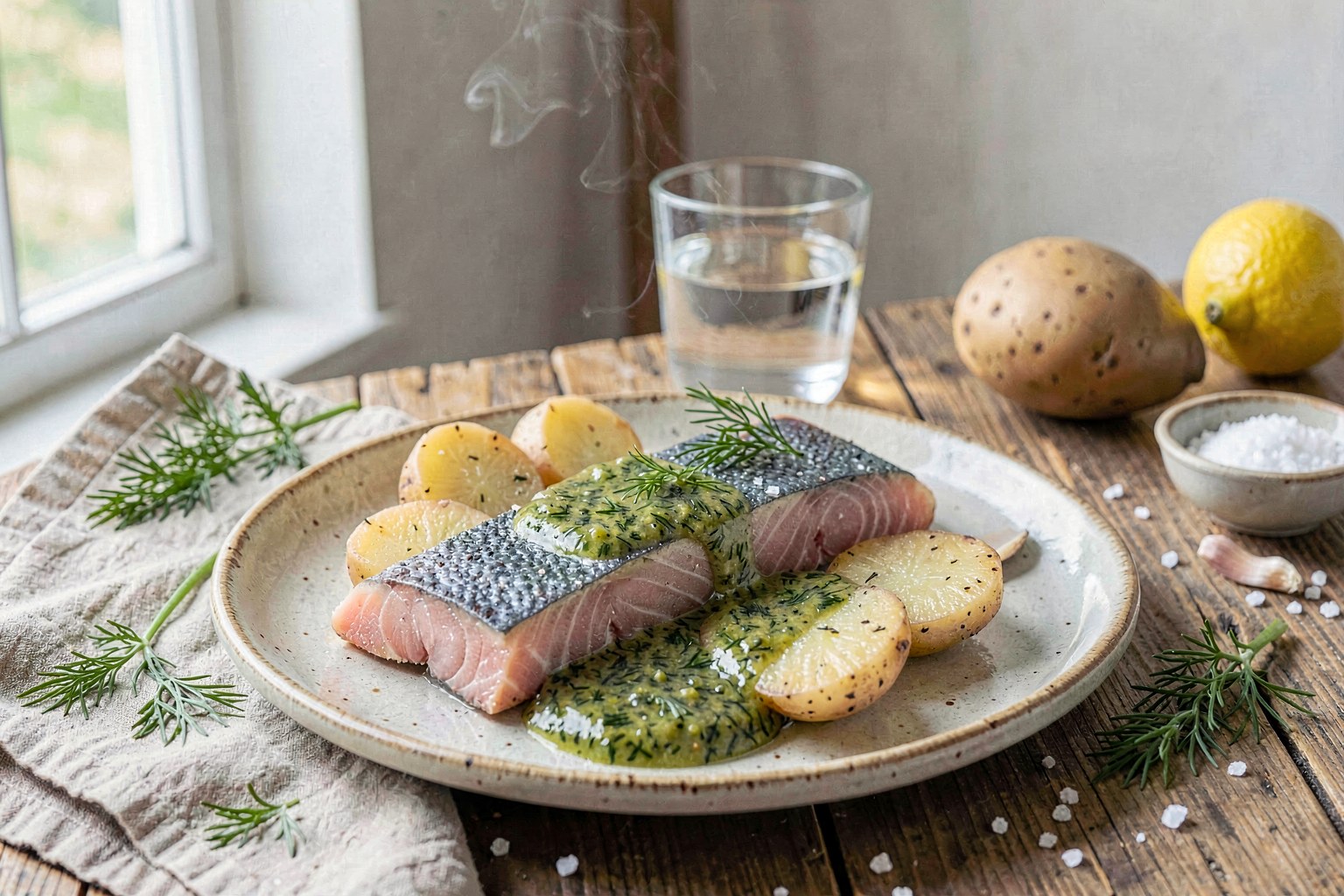 Fisktallrik: Nordic Clean Cod with Dill & Fermented Cucumber