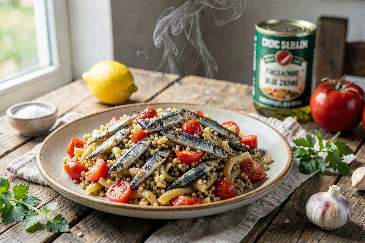 Fregola con Sardine (Mediterranean Blue Zone)