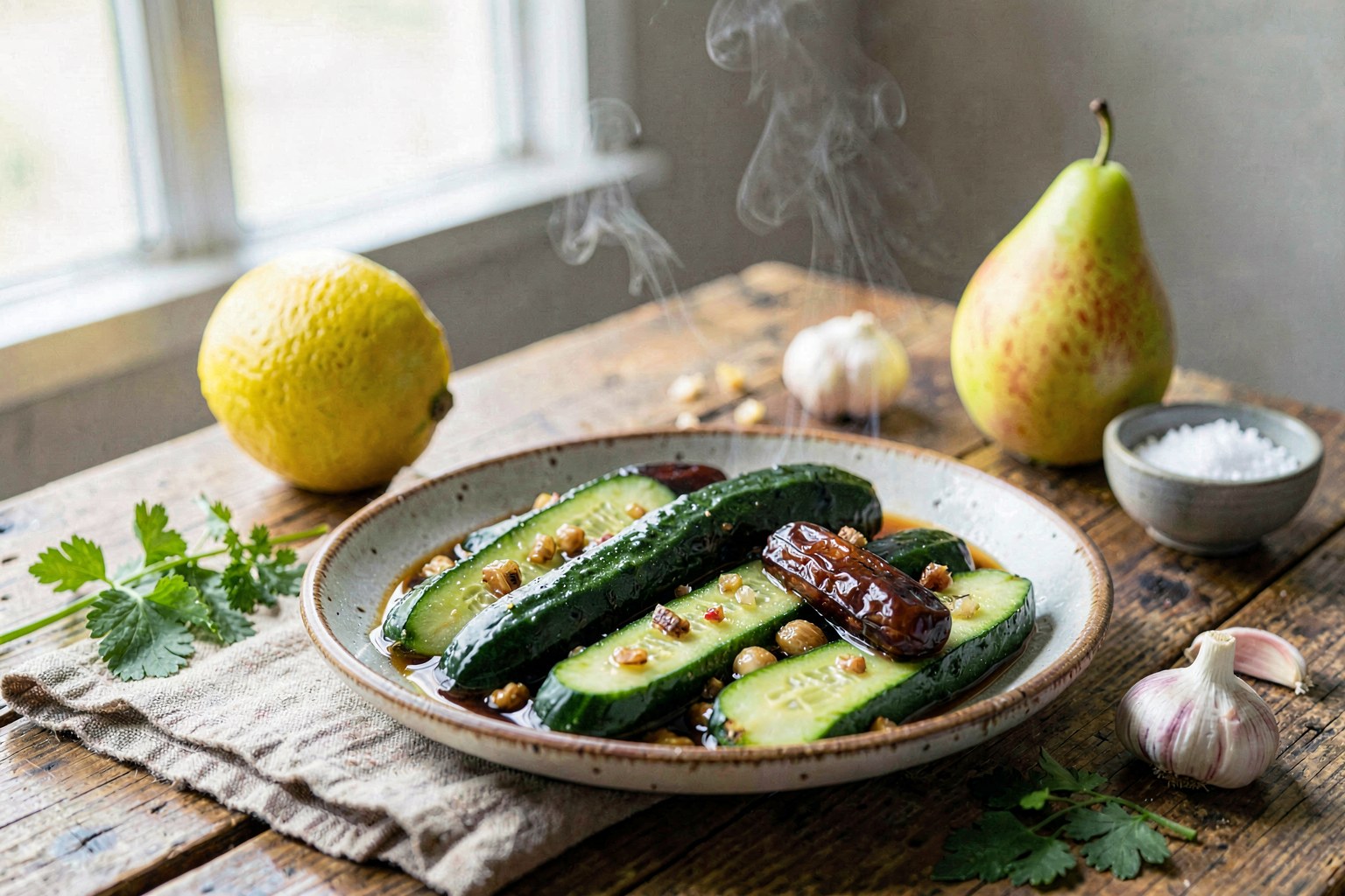 Aged Soy Brined Cucumber (Ganjang-oi Geotjeori)