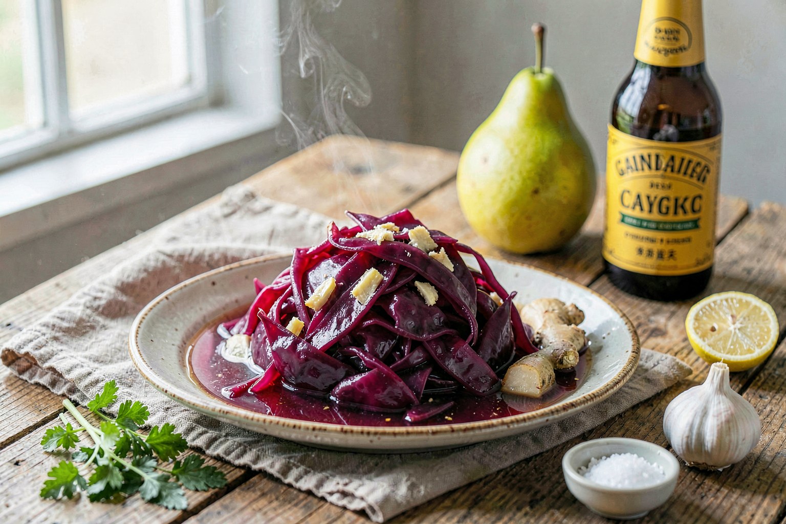 Ganjang Kimchi: Red Cabbage & Garlic Ferment