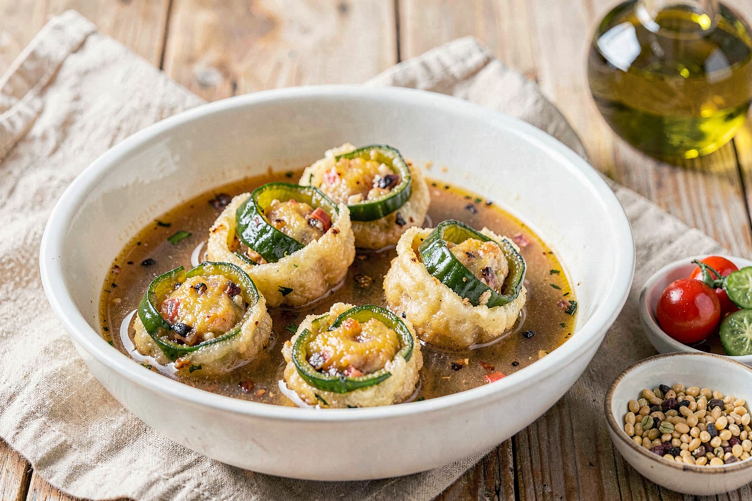 Goya Aburaage (Bitter Melon Stuffed into Tofu Pockets)