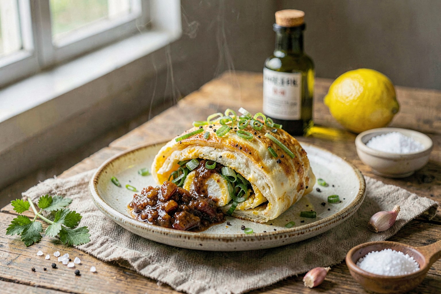 Fluffy Gyeran-mari with Fermented Ssamjang