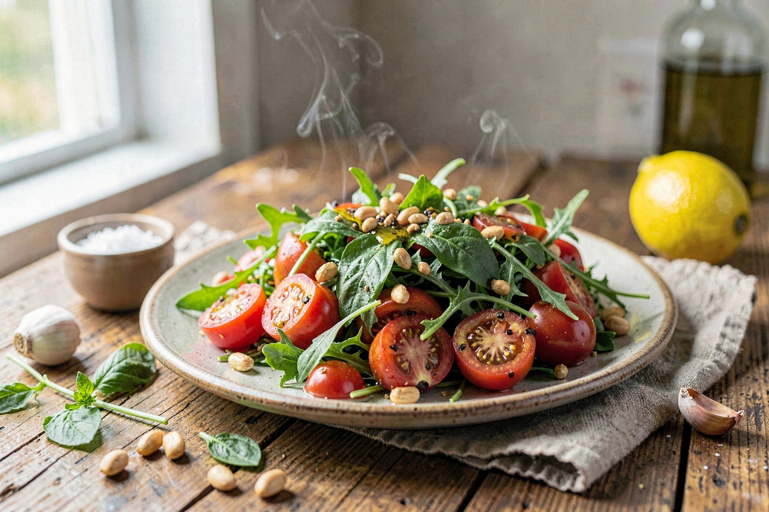 Heirloom Tomato & Arugula Salad with Toasted Pine Nut Vinaigrette