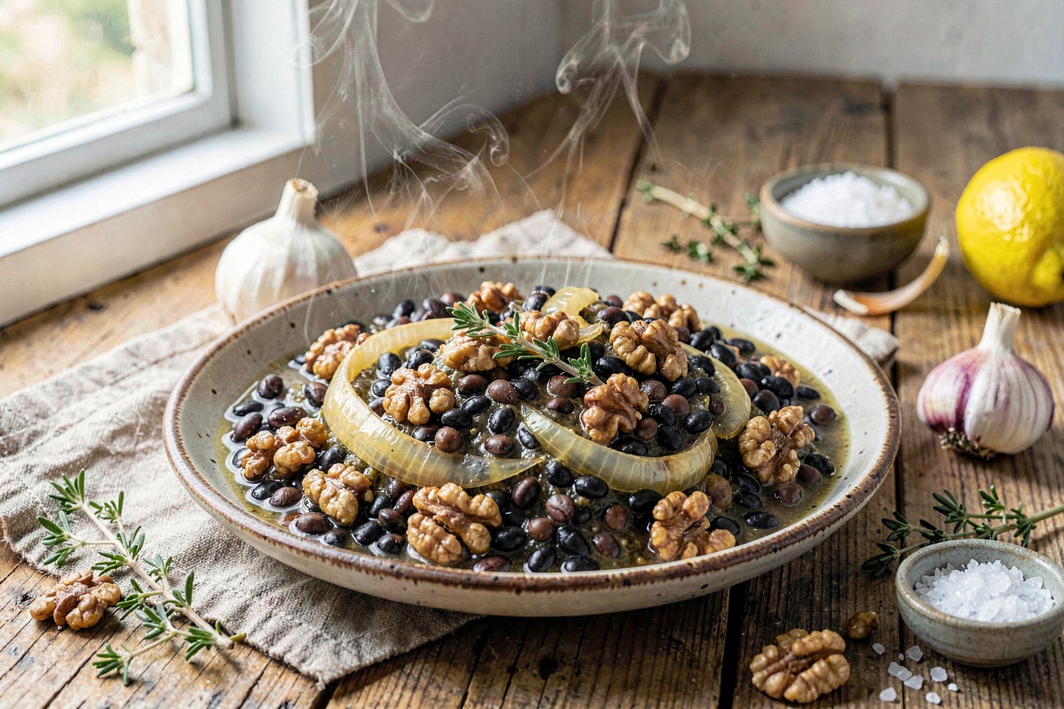 Ikarian Black Lentil and Walnut Stew