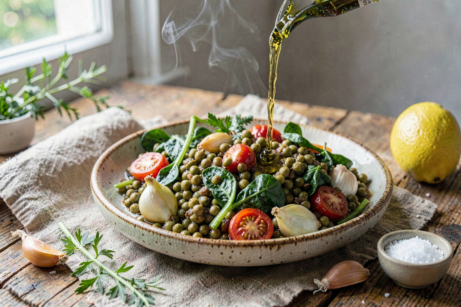 Ikarian Green Lentil Stew with Wild Greens and Oregano