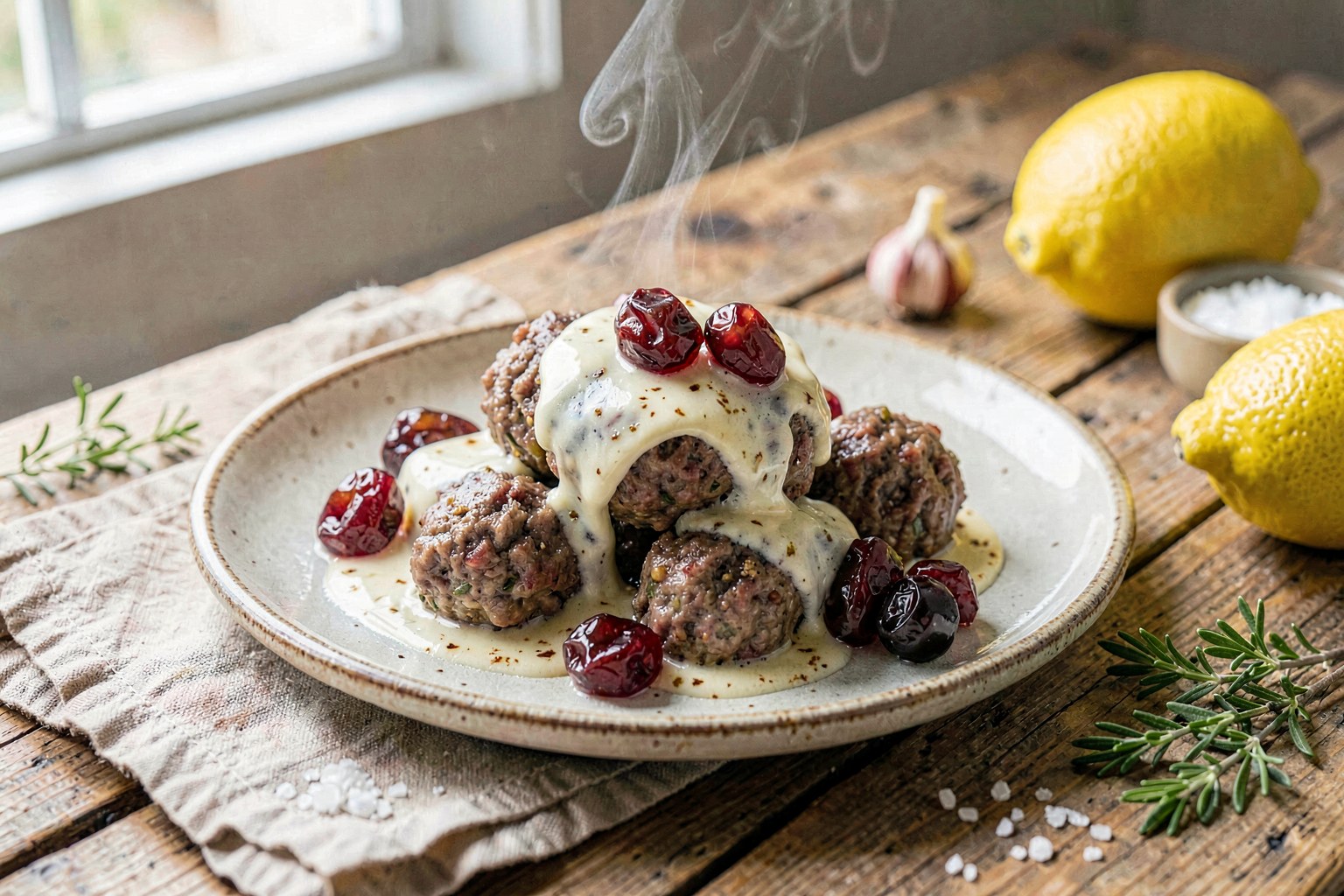Nordic Clean Köttbullar in Gingerbread Cream with Lingonberry