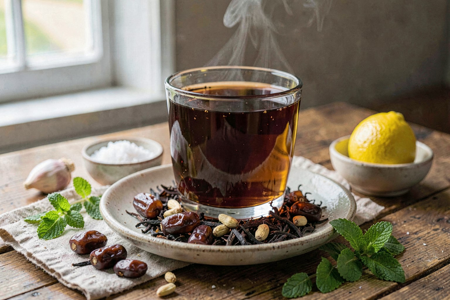 Sunset Karak Tea with Fresh Mint & Cardamom