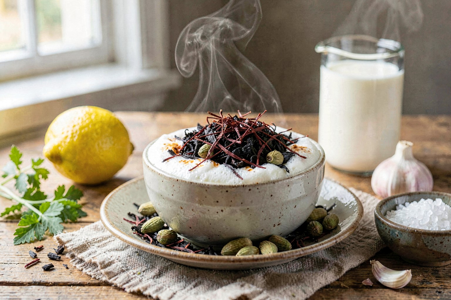 Saffron Cardamom Karak Tea with Raw Honey Froth