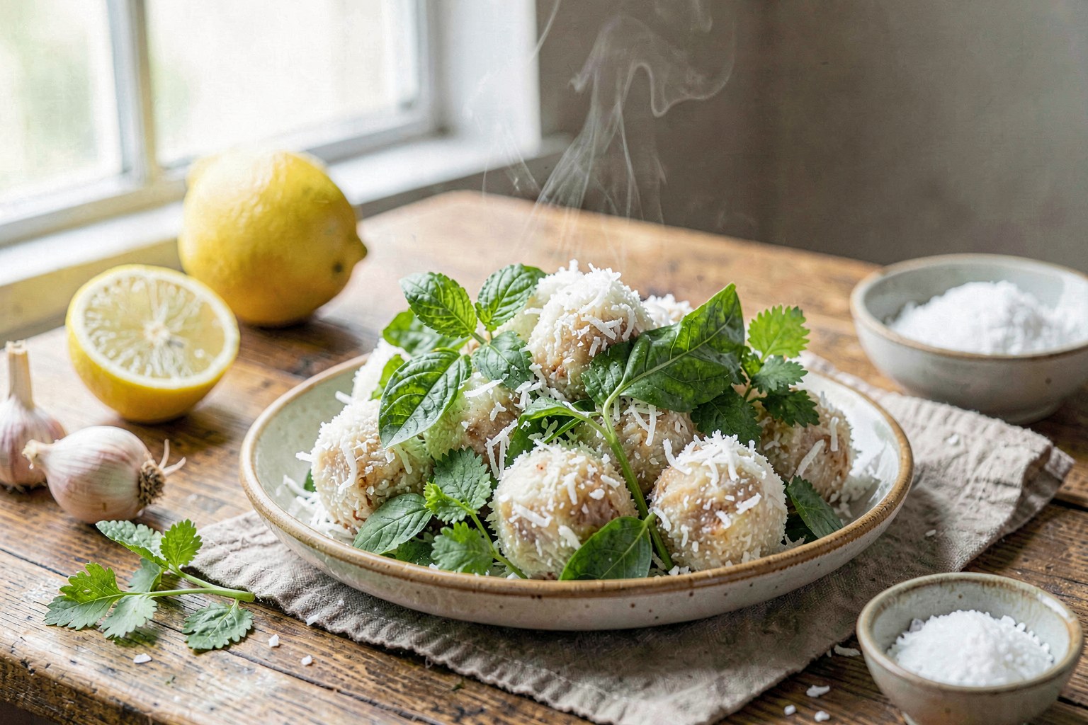 Khanom Thai: Fresh Herb & Lime Zest Coconut Bites