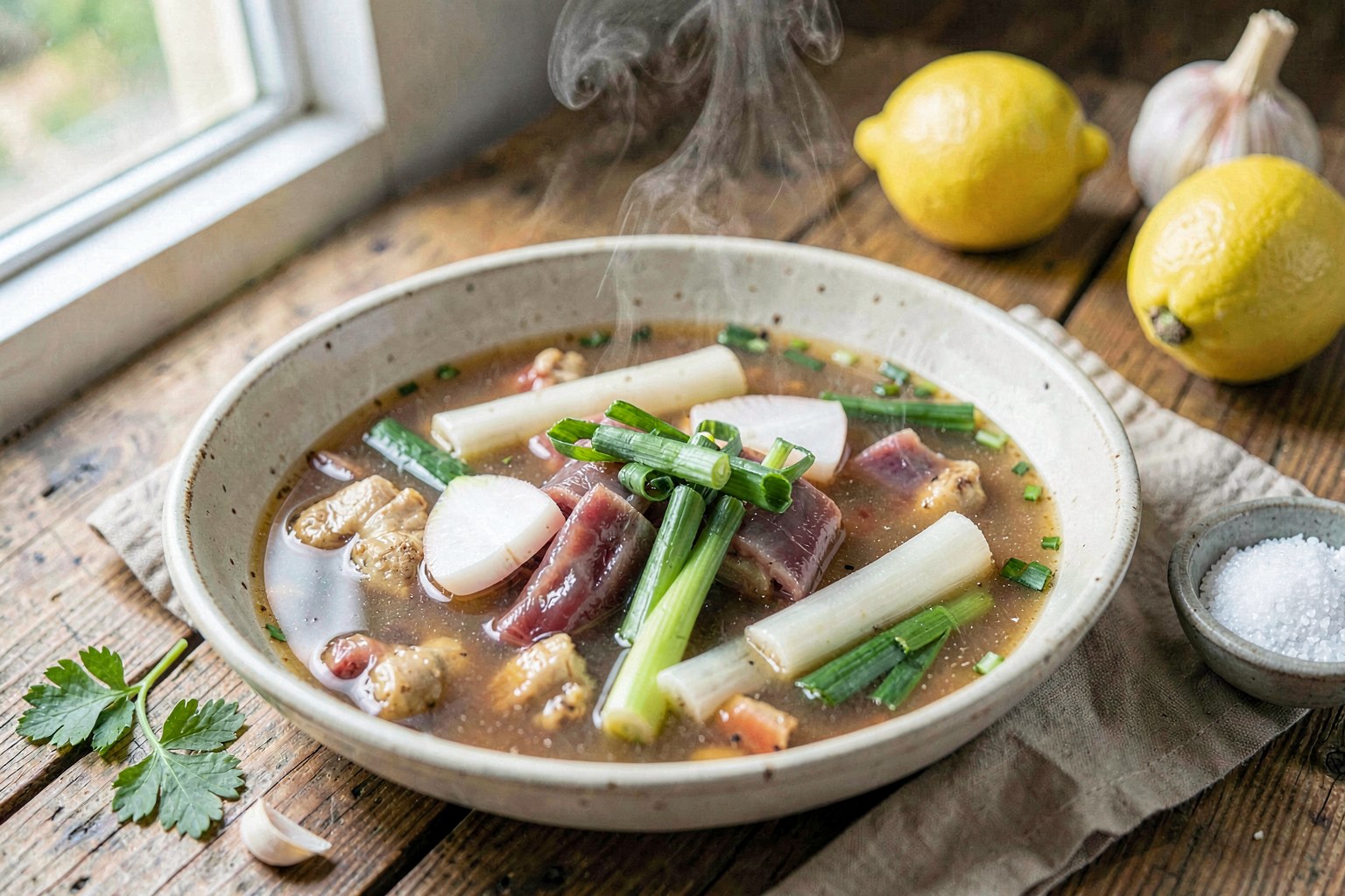 Aged Kimchi Stem Broth with Wild-Caught Pollack