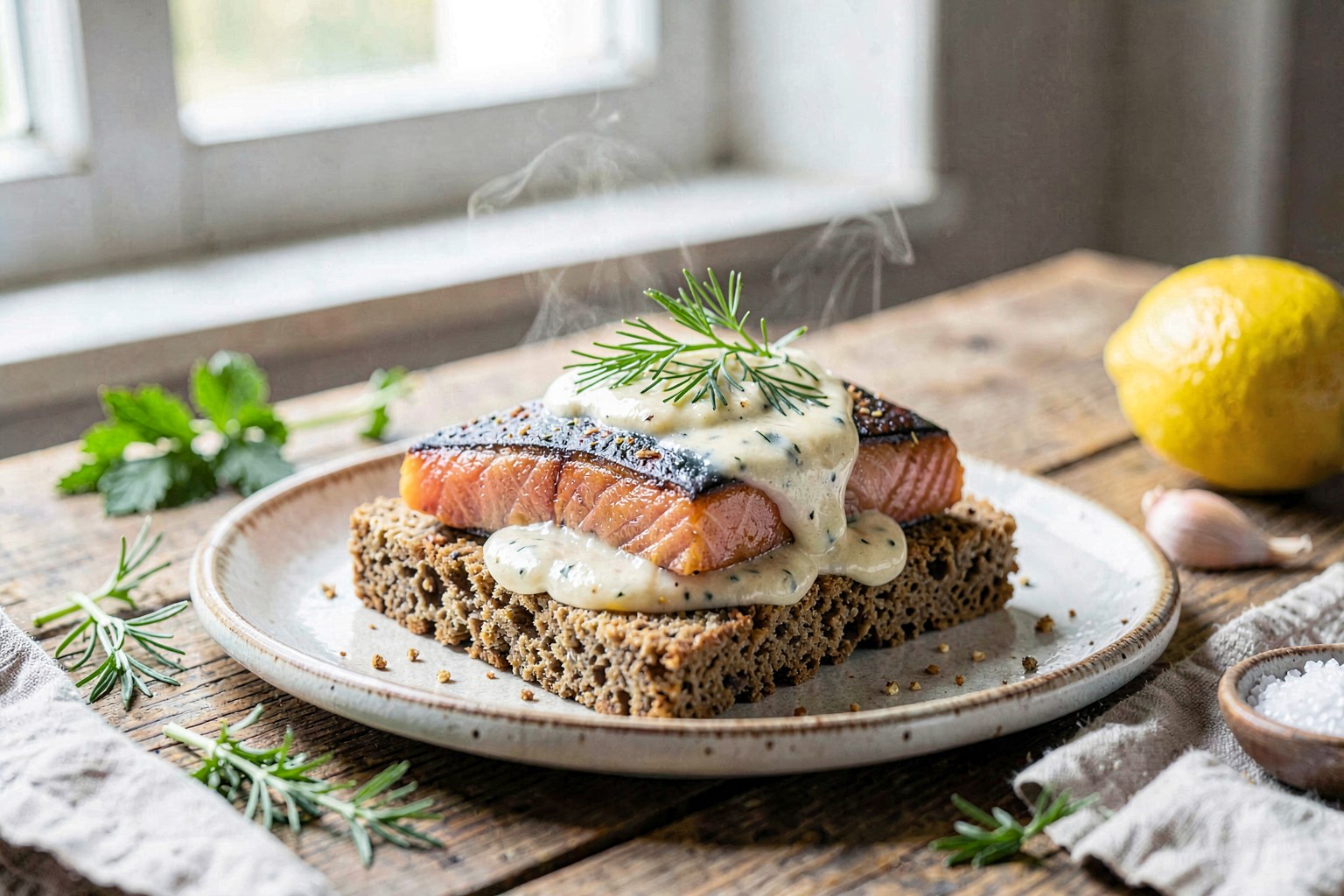 Rye Crispbread with Creamy Dill & Wild Salmon