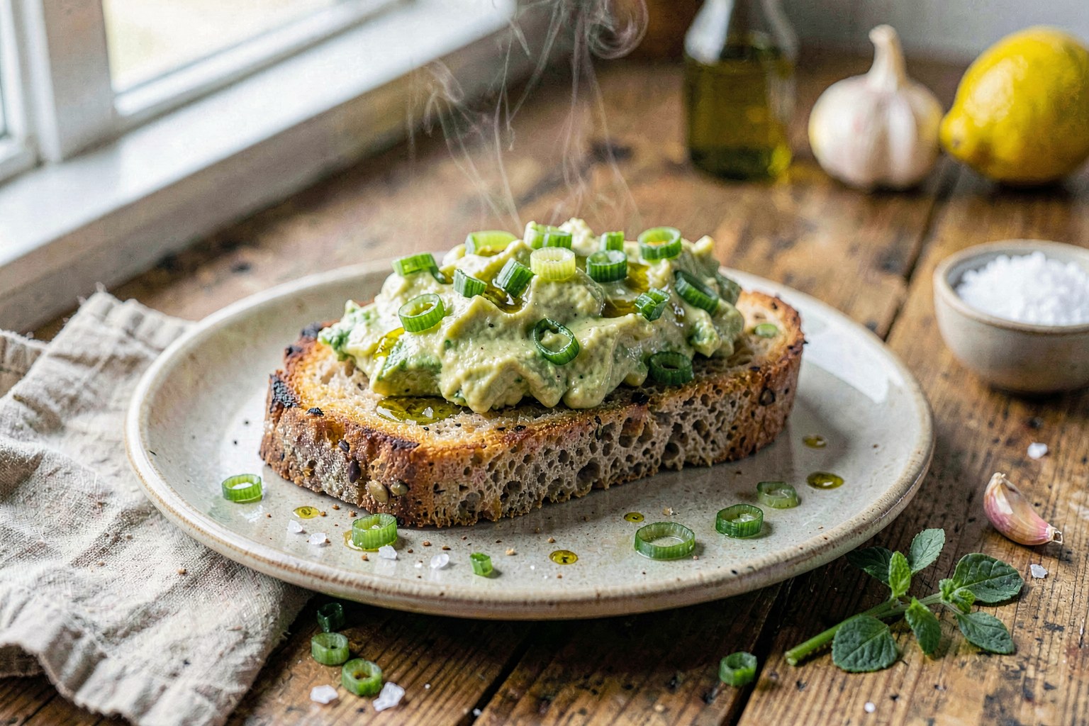 Mission Revival Sourdough Toast with Avocado & Scallion Oil