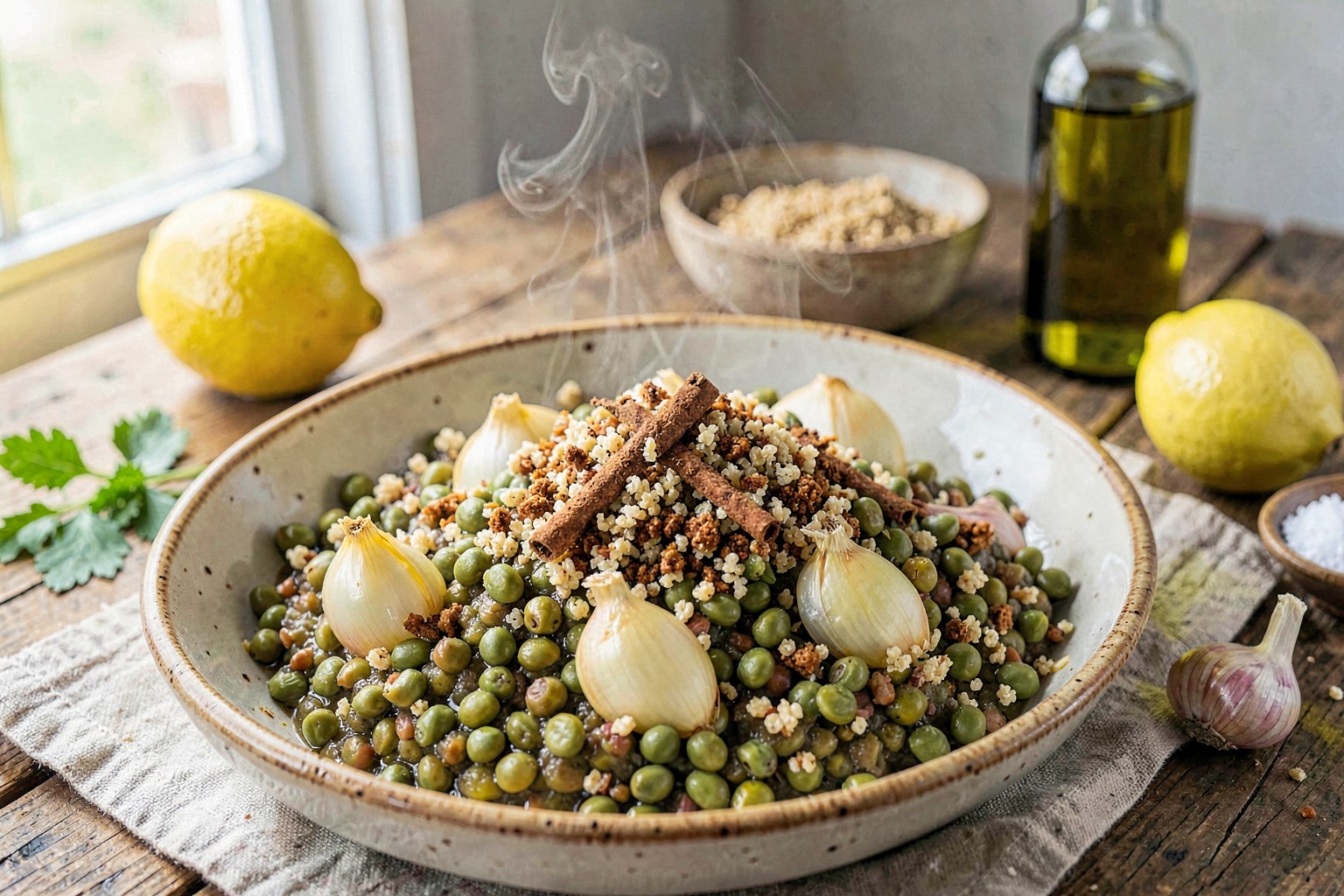 Mujadara Gha'at: Levantine Garden Lentil & Bulgur Stew