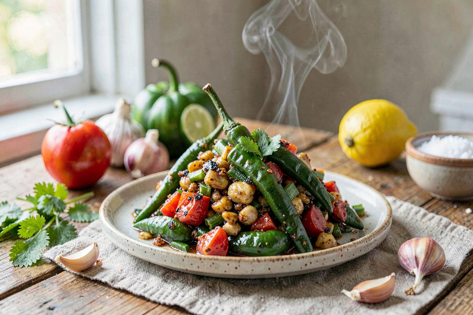 Nam Prik Num: Green Chili & Tomato Condiment with Fresh Herbs