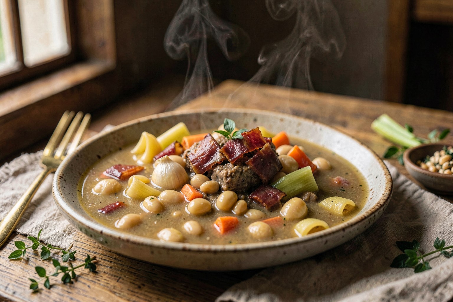 Pasta e Fagioli: Tuscan White Bean & Guanciale Soup