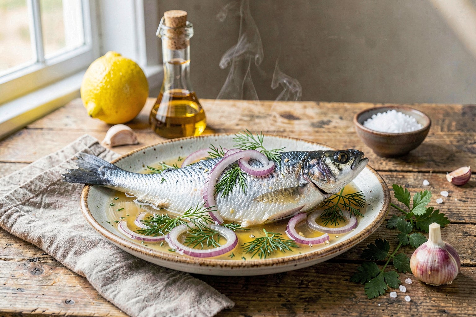 Nordic Clean Pickled Herring with Dill and Red Onion