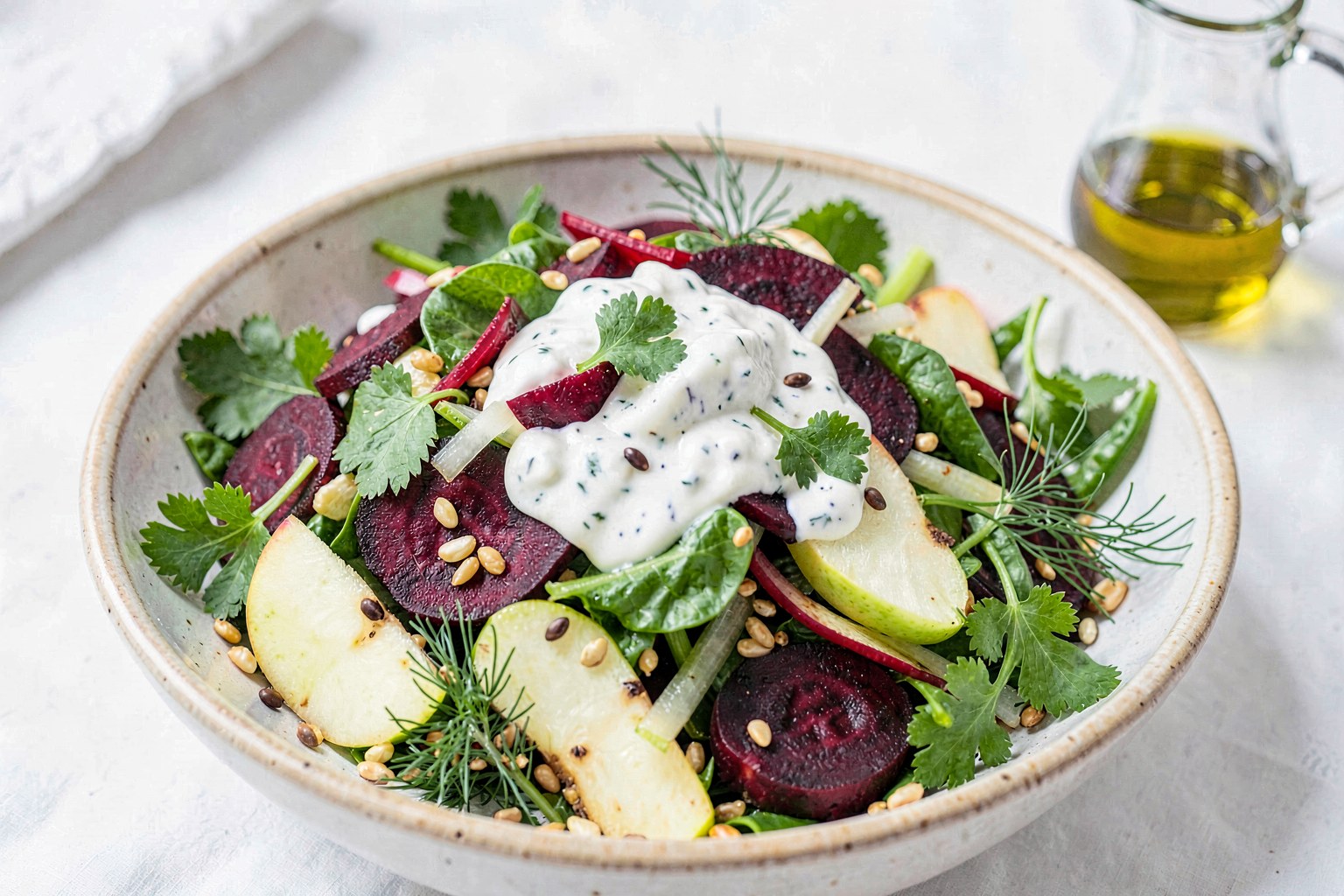 Raw Beet, Apple & Fennel Slaw with Horseradish Yogurt
