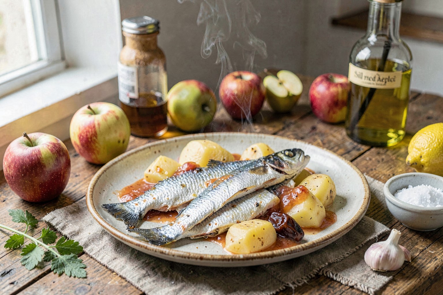 Sill med Äppl: Warm Nordic Herring with Apple Compote & Boiled Potatoes