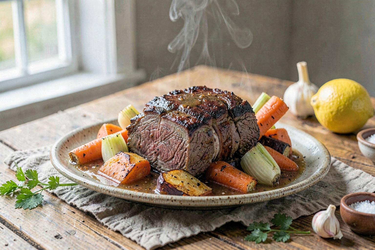 Slow-Roasted Grass-Fed Short Rib with Roasted Root Vegetables
