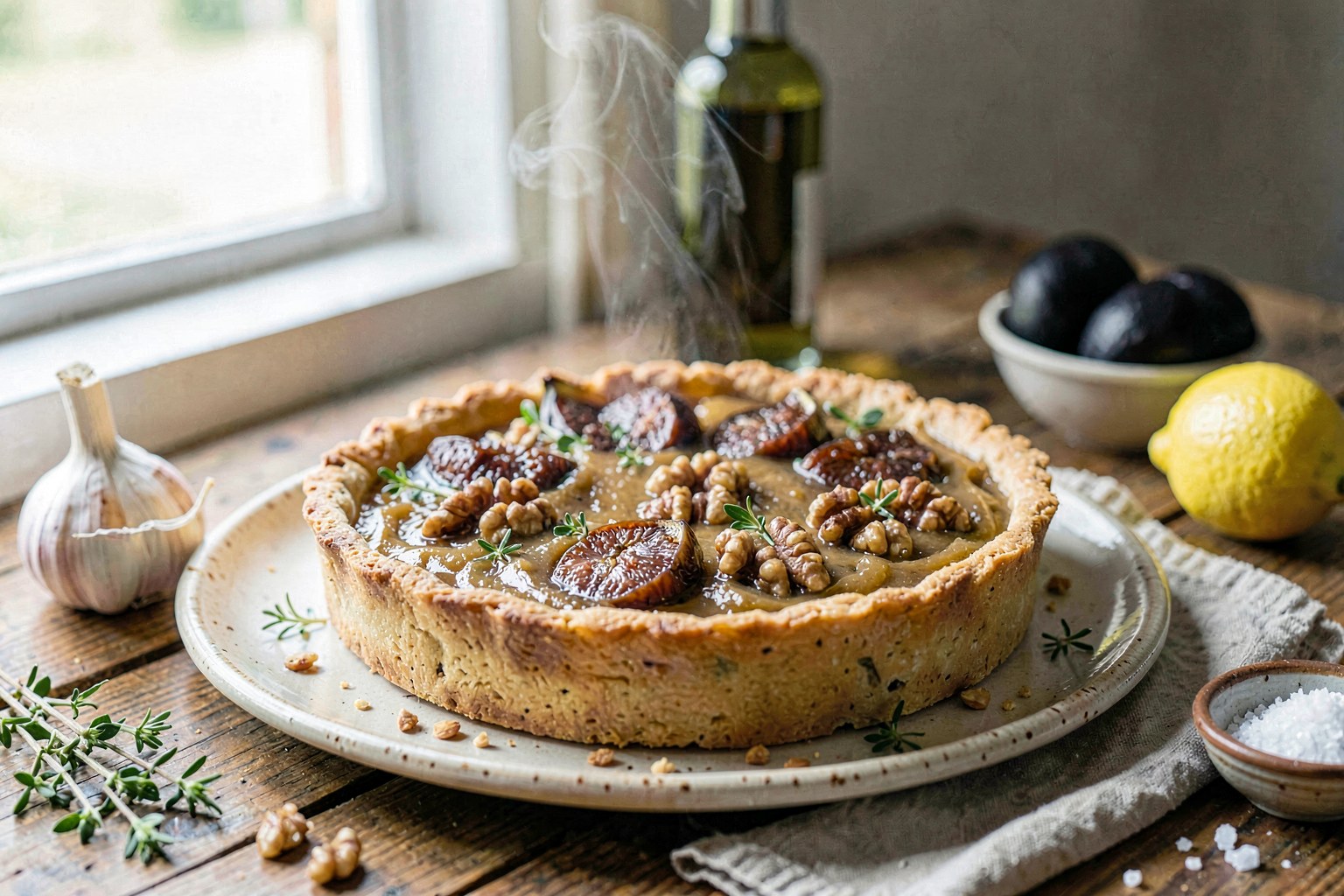 Sonoma Fig and Walnut Tart with Date Paste (California Farm tradition)