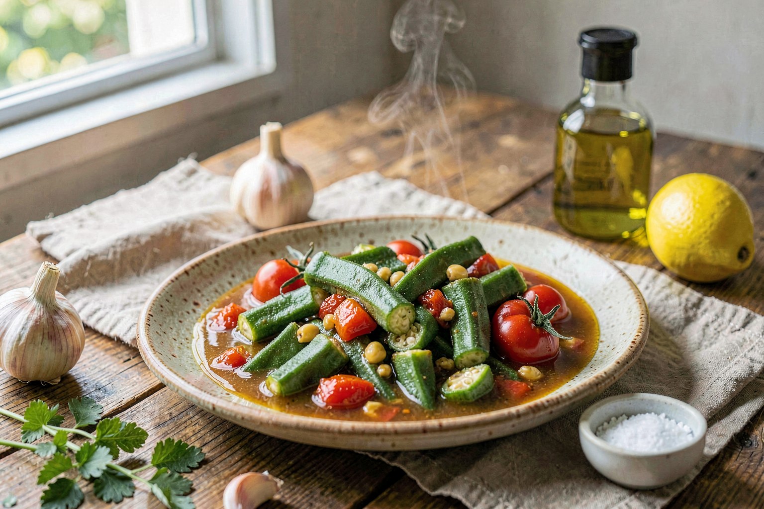 Stewed Bamia (Levantine Garden Tradition)