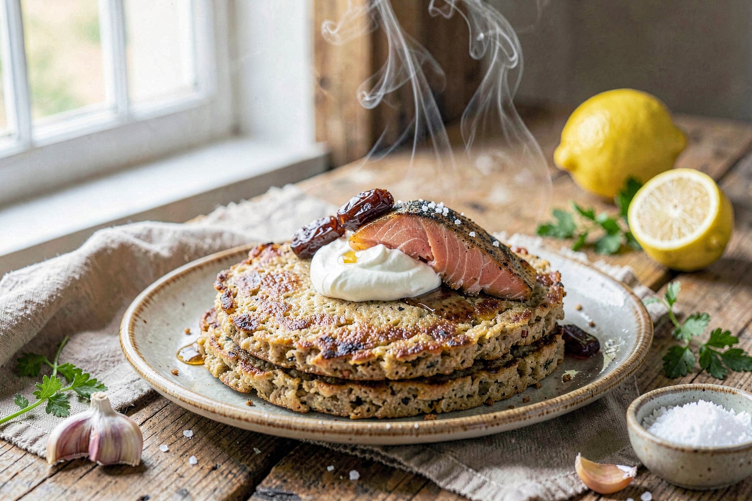 Svarta Spisskaka (Nordic Clean Rye Pancakes with Wild Salmon)